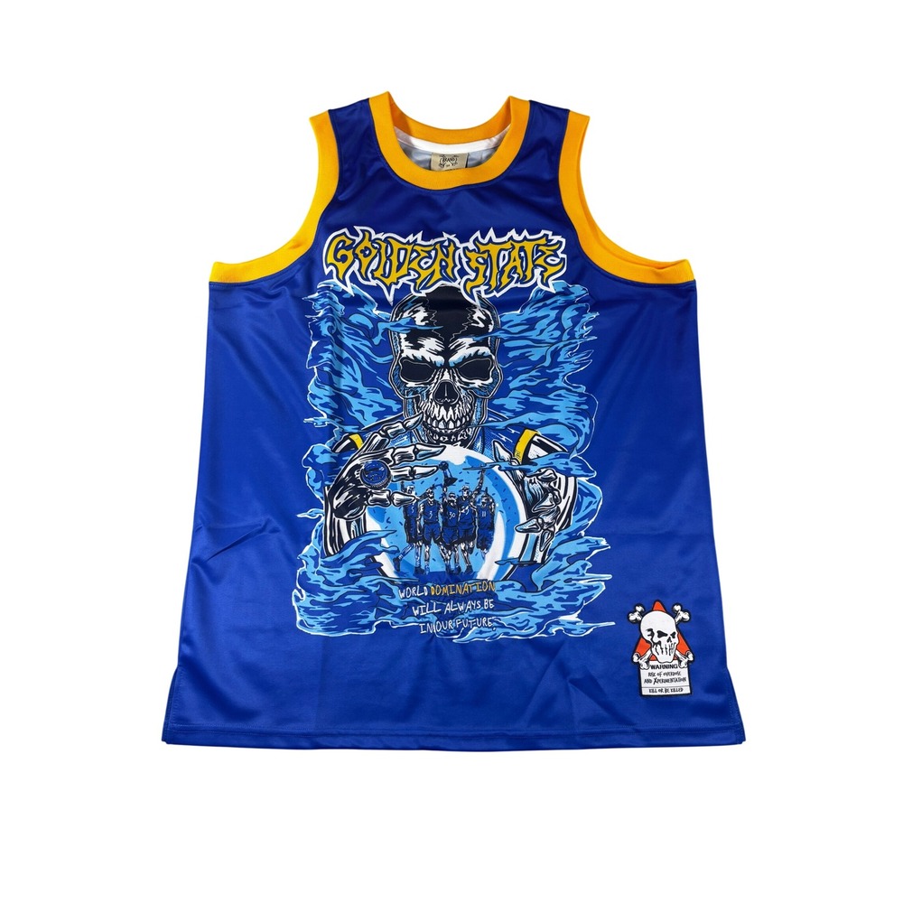 Brand X Golden State Warriors Stephen Curry 30 Skull Graphic Jersey Blue 2XL NWT